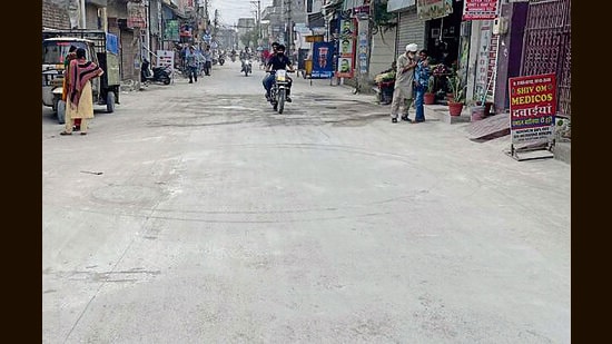 A newly constructed road under the scheme at Chandar Nagar in Ludhiana on Saturday. (HT Photo)