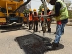In February, the authority had planned to complete the work by May-end since during the rainy season the construction work gets disrupted due to frequent rains, said officials. (HT Archive)