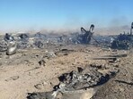 This photo provided by Iran's Revolutionary Guard Corps (IRGC) official website Sepah News on April 5, 2026, shows the wreckage and remains of targeted and crashed a C-130 aircraft in central Iran. The IRGC said the US plane searching for the F-15E crew member was destroyed.