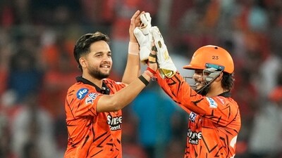 Meanwhile, Harsh Dubey struck twice for SRH. (AP) Meanwhile, Harsh Dubey struck twice for SRH. (AP)