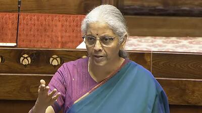 New Delhi, Apr 01 (ANI): Union Minister Nirmala Sitharaman speaks in Rajya Sabha during the Budget Session of Parliament, in New Delhi on Wednesday. (Sansad TV/ANI Video Grab) (Sansad TV) New Delhi, Apr 01 (ANI): Union Minister Nirmala Sitharaman speaks in Rajya Sabha during the Budget Session of Parliament, in New Delhi on Wednesday. (Sansad TV/ANI Video Grab) (Sansad TV)