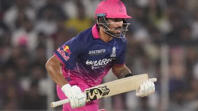 Rajasthan Royals’ Dhruv Jurel during his knock of 75 in the IPL match against Gujarat Titans in Ahmedabad on Saturday. (PTI) Rajasthan Royals’ Dhruv Jurel during his knock of 75 in the IPL match against Gujarat Titans in Ahmedabad on Saturday. (PTI)