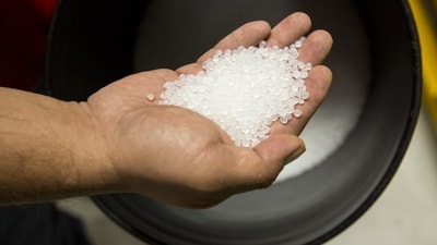 Plastic pellets shown at a Dow facility in Texas are used to make a variety of products. Plastic pellets shown at a Dow facility in Texas are used to make a variety of products.