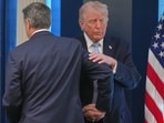 US Iran war LIVE updates: US President Donald Trump shakes hands with CIA Director John Ratcliffe as they speak with reporters in the James Brady Press Briefing Room at the White House, Monday, April 6, 2026, in Washington.