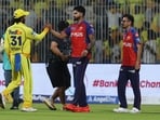 Ruturaj Gaikwad shakes hands with Shreyas Iyer after the match.