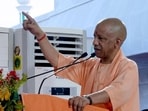 Chief minister Yogi Adityanath at an event in Gorakhpur on Sunday. (HT Photo)