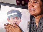 Inna Makan, mother of 23-year-old Sahil Dhaneshra who died after an SUV driven allegedly by a minor collided with his motorcycle, mourns, in New Delhi (PTI)