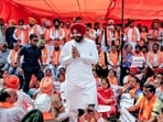 Minister Ravneet Singh Bittu takes part in a sit-in protest against the AAP government in Amritsar on Saturday. (ANI) Minister Ravneet Singh Bittu takes part in a sit-in protest against the AAP government in Amritsar on Saturday. (ANI)