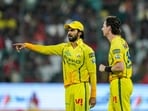 Chennai Super Kings' captain Ruturaj Gaikwad, left, and Matt Henry during an Indian Premier League (IPL) 2026 T20 cricket match between Royal Challengers Bengaluru and Chennai Super Kings