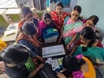 An electoral officer demonstrates the functioning of voting machines during a training programme for officials ahead of the West Bengal assembly elections scheduled for April 23.