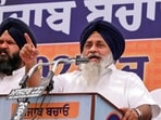 Shiromani Akali Dal (SAD) president Sukhbir Singh Badal addresses a rally at Baran village in Patiala on Sunday. (ANI)