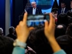 Journalists named online after President Donald Trump criticises early reporting on downed F-15 jet over Iran and the missing pilot. (AP Photo/Julia Demaree Nikhinson) Journalists named online after President Donald Trump criticises early reporting on downed F-15 jet over Iran and the missing pilot. (AP Photo/Julia Demaree Nikhinson)