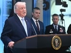 US President Donald Trump speaks about the conflict in Iran in the James S. Brady Press Briefing Room of the White House on April 6, 2026, in Washington, DC. (Photo by SAUL LOEB / AFP)