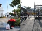 The accused left after dropping the bouquet at the Assembly building porch
