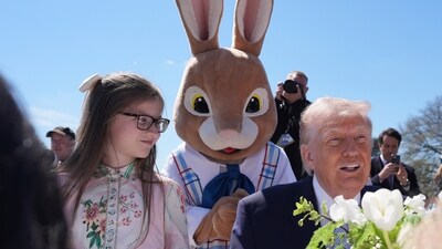 Trump sits down with children as he participates in the White House Easter Egg Roll on the South Lawn of the White House, Monday, April 6, 2026, in Washington. (AP Photo/Alex Brandon) (AP) Trump sits down with children as he participates in the White House Easter Egg Roll on the South Lawn of the White House, Monday, April 6, 2026, in Washington. (AP Photo/Alex Brandon) (AP)