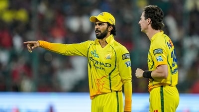 Chennai Super Kings' captain Ruturaj Gaikwad, left, and Matt Henry during an Indian Premier League (IPL) 2026 T20 cricket match between Royal Challengers Bengaluru and Chennai Super Kings (PTI)
