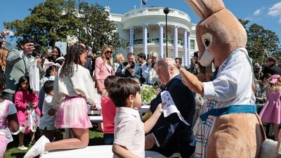 Trump speaks with children as he hosts the annual Easter Egg Roll on the South Lawn of the White House on April 6, 2026, in Washington, DC. (Photo by Kent Nishimura / AFP) (AFP) Trump speaks with children as he hosts the annual Easter Egg Roll on the South Lawn of the White House on April 6, 2026, in Washington, DC. (Photo by Kent Nishimura / AFP) (AFP)