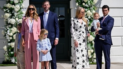 Lara Trump, former co-chair of the Republican National Committee, from left, Eric Trump, executive vice president of Trump Organization Inc., Tiffany Trump, daughter of US President Donald Trump, and Michael Boulos, husband of Tiffany Trump, during the Easter Egg Roll on the South Lawn of the White House in Washington, DC, US, on Monday, April 6, 2026. The theme of the 2026 Easter egg roll is celebrating the country's 250th anniversary. Photographer: Daniel Heuer/Bloomberg (Bloomberg) Lara Trump, former co-chair of the Republican National Committee, from left, Eric Trump, executive vice president of Trump Organization Inc., Tiffany Trump, daughter of US President Donald Trump, and Michael Boulos, husband of Tiffany Trump, during the Easter Egg Roll on the South Lawn of the White House in Washington, DC, US, on Monday, April 6, 2026. The theme of the 2026 Easter egg roll is celebrating the country's 250th anniversary. Photographer: Daniel Heuer/Bloomberg (Bloomberg)