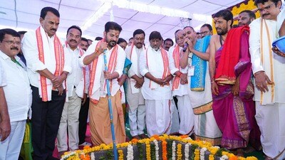 బాసర ఆలయ విస్తరణ అభివృద్ధి పనులకు భూమి పూజ బాసర ఆలయ విస్తరణ అభివృద్ధి పనులకు భూమి పూజ