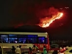 Fire at the Ghazipur landfill in April 2024. (HT Archive) Fire at the Ghazipur landfill in April 2024. (HT Archive)