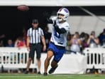 Buffalo Bills wide receiver Khalil Shakir (10) catches a pass during practice