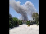 Visuals showing smoke coming out of a site that was attacked by the US on Kharg Island.