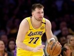 Luka Doncic of the Los Angeles Lakers dribbles during a 103-96 loss to the Minnesota Timberwolves Luka Doncic of the Los Angeles Lakers dribbles during a 103-96 loss to the Minnesota Timberwolves