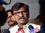 Mumbai, India – Sep 26, 2024: Shivsena (UBT) leader Sanjay Raut addressing media outside Saamana office, in Mumbai, India, on Thursday, Sept 26, 2024. (Photo by Bhushan Koyande/HT Photo)