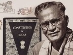 Acharya Nandalal Bose (1882–1966) and his students created detailed illustrations for the original handwritten Constitution.