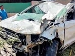 The damaged car after it fell into a well in Shivaji Nagar area of Dindori, Nashik, killing nine people on Saturday. (ANI)
