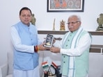 Pushkar Singh Dhami met Union minister Manohar Lal Khattar in New Delhi to seek support for Kumbh 2027-linked infrastructure projects in Uttarakhand. 