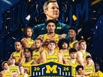 poster celebrating Michigan Wolverines’ 2026 NCAA Men’s Basketball National Championship victory, capturing a historic title-winning squad