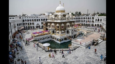 During the 10-day Baisakhi pilgrimage, devotees will travel to Pakistan via the Attari-Wagah border and visit key Sikh shrines, including Gurdwara Panja Sahib in Hasan Abdal, Gurdwara Nankana Sahib (the birthplace of Guru Nanak) and Gurdwara Kartarpur Sahib (the final resting place of Guru Nanak). (AFP File Photo) During the 10-day Baisakhi pilgrimage, devotees will travel to Pakistan via the Attari-Wagah border and visit key Sikh shrines, including Gurdwara Panja Sahib in Hasan Abdal, Gurdwara Nankana Sahib (the birthplace of Guru Nanak) and Gurdwara Kartarpur Sahib (the final resting place of Guru Nanak). (AFP File Photo)
