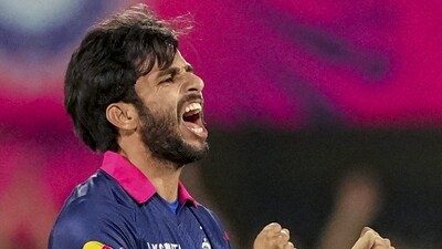 Ravi Bishnoi was the pick of the bowlers for Rajasthan Royals as he claimed two crucial wickets of Hardik Pandya and Tilak Varma. (PTI) Ravi Bishnoi was the pick of the bowlers for Rajasthan Royals as he claimed two crucial wickets of Hardik Pandya and Tilak Varma. (PTI)