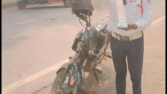 The bike was intercepted at a checkpoint and shifted to a designated yard after failing to pay fines within 90 days. (HT)
