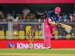 Vaibhav Sooryavanshi plays a shot during the IPL 2026 match between RR and MI.