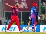 Mohammed Shami, left, during the Indian Premier League (IPL) 2026 cricket match between Lucknow Super Giants and Delhi Capitals