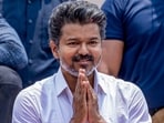 Tamilaga Vettri Kazhagam (TVK) chief and actor Vijay during a roadshow ahead of the Tamil Nadu elections. 