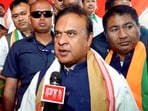 Assam Chief Minister Himanta Biswa Sarma speaks to the media ahead of state assembly elections, in Sivasagar district.