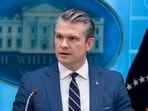 Pete Hegseth, US secretary of defense, during a news conference in the James S. Brady Press Briefing Room of the White House in Washington, DC, US, on Monday, April 6, 2026. 