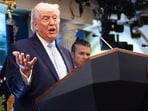 US President Donald Trump speaks during a press conference in the James S. Brady Press Briefing Room at the White House in Washington.
