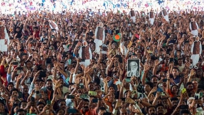 A glimpse of people during the public meeting ahead of the Kerala Legislative Assembly elections in Thiruvalla. (X) A glimpse of people during the public meeting ahead of the Kerala Legislative Assembly elections in Thiruvalla. (X)