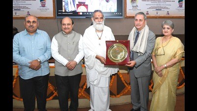 In his address, KU vice chancellor, Som Nath Sachdeva said the Bhagavad Gita offers solutions to every dilemma of human life and provides guidance on duty, morality and self-realisation. (HT Photo) In his address, KU vice chancellor, Som Nath Sachdeva said the Bhagavad Gita offers solutions to every dilemma of human life and provides guidance on duty, morality and self-realisation. (HT Photo)