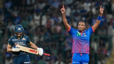 In the death, DC pulled things back – Lungi Ngidi is currently looking like the best fast-bowler in the T20 format in world cricket, and he delivered another miserly spell thanks to his dipping, spitting slower ball, plus the wicket of Gill to boot. Natarajan did his part, and GT finished on 210/4. (PTI) In the death, DC pulled things back – Lungi Ngidi is currently looking like the best fast-bowler in the T20 format in world cricket, and he delivered another miserly spell thanks to his dipping, spitting slower ball, plus the wicket of Gill to boot. Natarajan did his part, and GT finished on 210/4. (PTI)