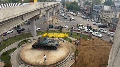 The Patton tank of martyr Major Bhupinder Singh at Bharat Nagar Chowk (Gurpreet Singh/HT) The Patton tank of martyr Major Bhupinder Singh at Bharat Nagar Chowk (Gurpreet Singh/HT)