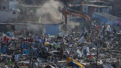 iMumbai, India - April 08, 2026: Thousands of slum structures demolished at Anna Bhau Sathe Nagar during a major civic action drive, leaving many residents displaced. in Mumbai, India, on Wednesday, April 08, 2026. (Photo by Satish Bate/ Hindustan Times) (Hindustan Times) iMumbai, India - April 08, 2026: Thousands of slum structures demolished at Anna Bhau Sathe Nagar during a major civic action drive, leaving many residents displaced. in Mumbai, India, on Wednesday, April 08, 2026. (Photo by Satish Bate/ Hindustan Times) (Hindustan Times)