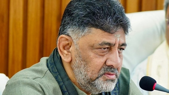 Karnataka deputy chief minister DK Shivkumar avoided engaging with speculation over a possible change in the state’s leadership. (ANI)