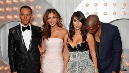 Lewis Hamilton with Nicole Scherzinger, Kim Kardashian with Kanye West in 2014