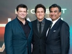 Aditya Sood (R) with Project Hail Mary directors Christopher Miller and Phil Lord.