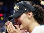 Lauren Betts #51 of the UCLA Bruins reacts after the victory against the South Carolina Gamecocks in the National Championship of the NCAA Women's Basketball Tournament at Mortgage Matchup Center on April 05, 2026 in Phoenix, Arizona.